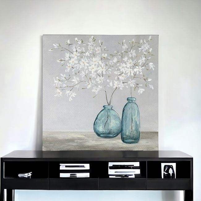 White Spring Flowers Unframed Print Wall Art - Homeroots - Flyclothing LLC
