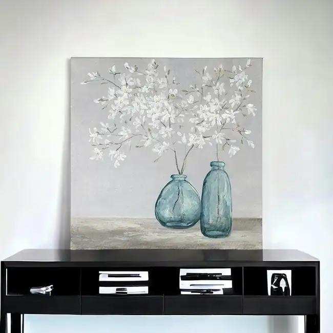 White Spring Flowers Unframed Print Wall Art - Homeroots - Flyclothing LLC