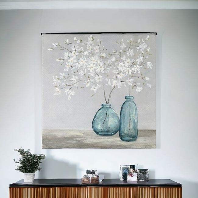 White Spring Flowers Unframed Print Wall Art - Homeroots - Flyclothing LLC