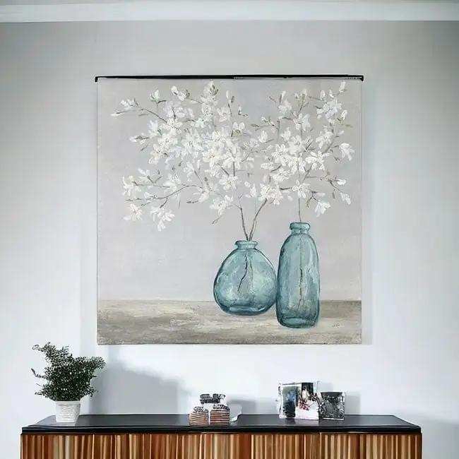 White Spring Flowers Unframed Print Wall Art - Homeroots - Flyclothing LLC