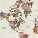 36" x 24" Fun Floral Map of the World Canvas Wall Art - Homeroots - Flyclothing LLC
