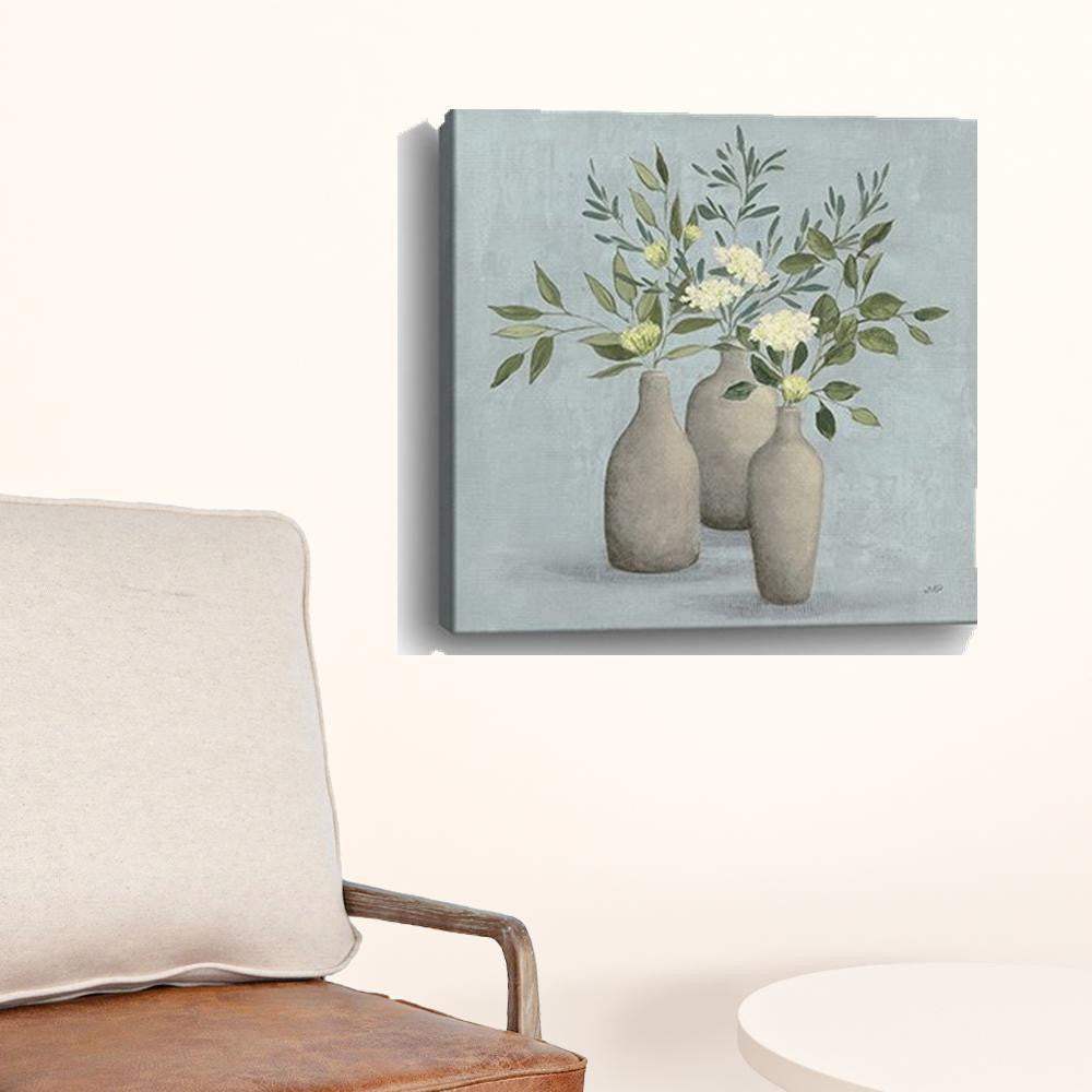 Pretty Bohemian Flowers In Ceramic Vases Unframed Print Wall Art - Homeroots - Flyclothing LLC