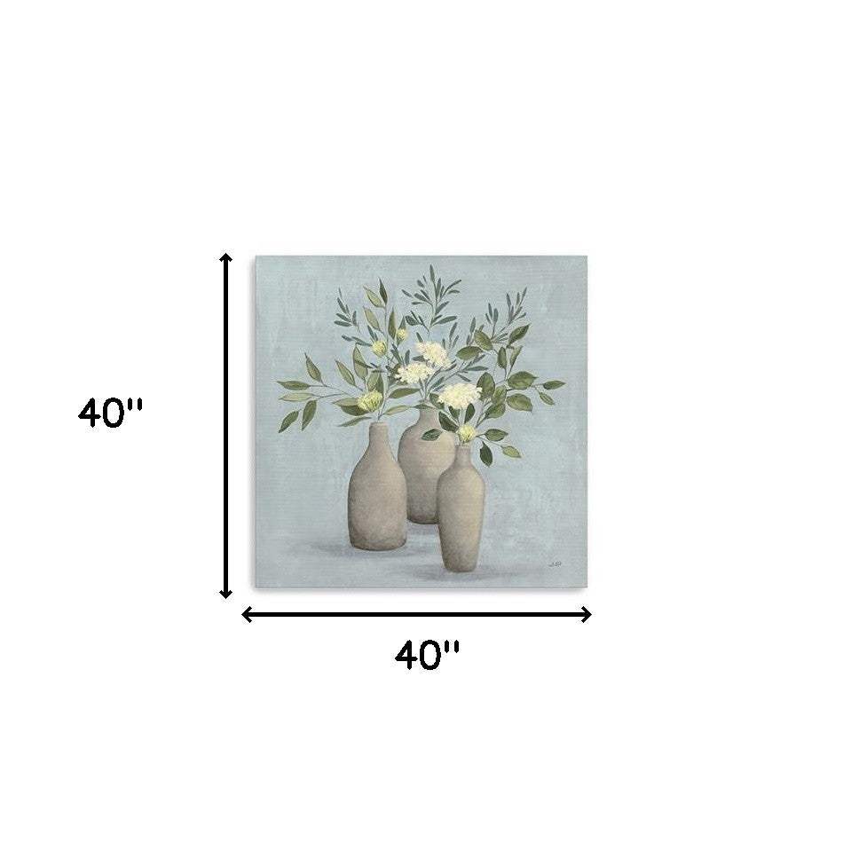 Pretty Bohemian Flowers In Ceramic Vases Unframed Print Wall Art - Homeroots - Flyclothing LLC