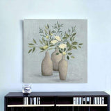 Pretty Bohemian Flowers In Ceramic Vases Unframed Print Wall Art - Homeroots - Flyclothing LLC