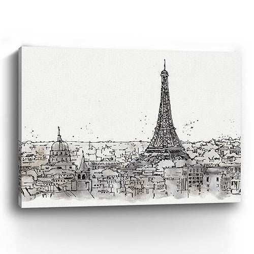 Monochrome Paris Rooftops Sketch Unframed Print Wall Art - Homeroots - Flyclothing LLC