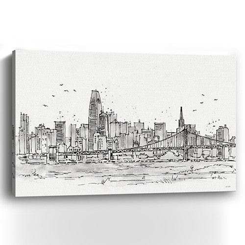 Monochrome City Skyline Sketch Unframed Print Wall Art - Homeroots - Flyclothing LLC