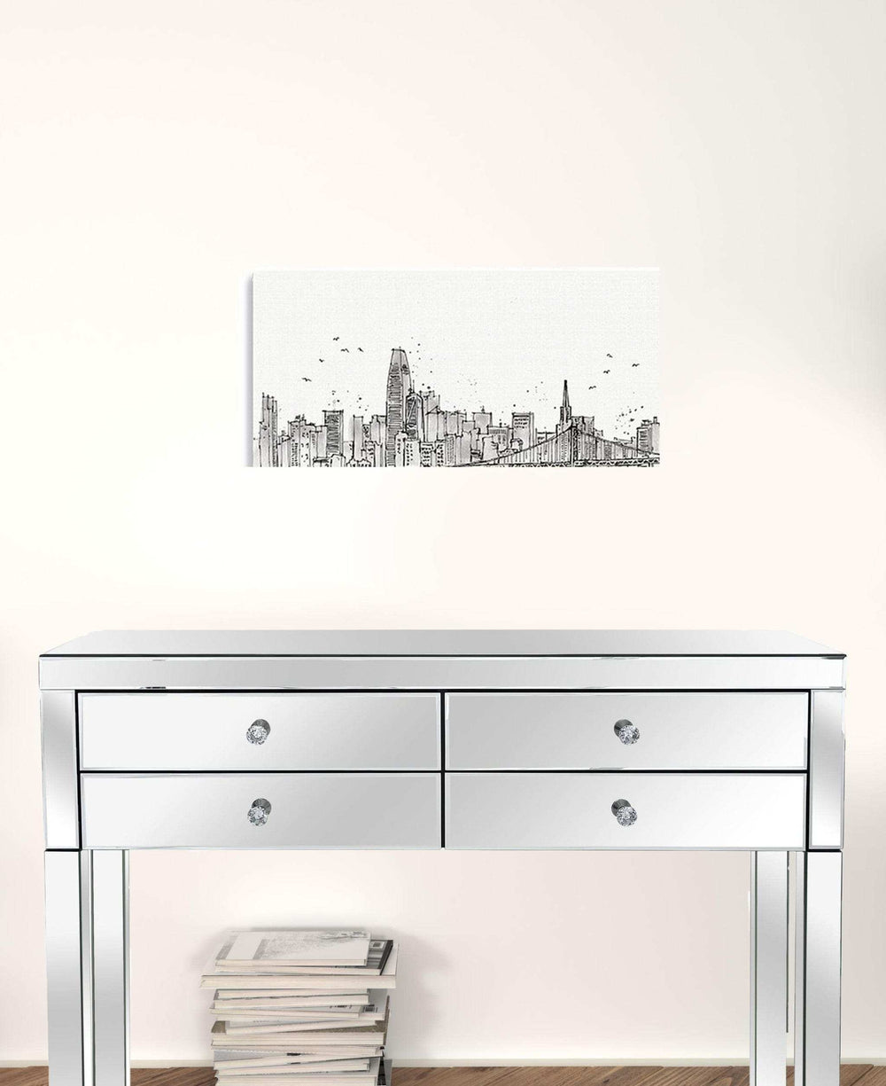 Monochrome City Skyline Sketch Unframed Print Wall Art - Homeroots - Flyclothing LLC
