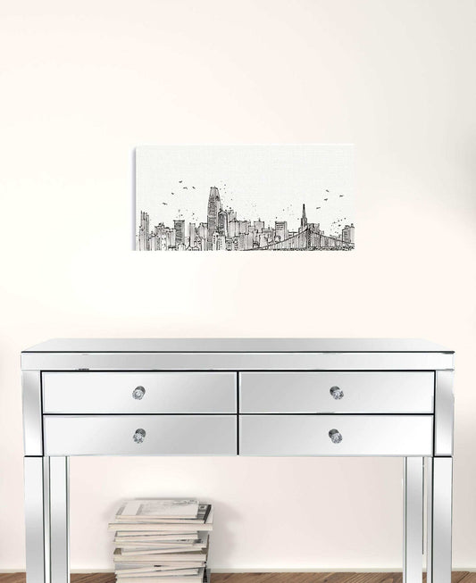Monochrome City Skyline Sketch Unframed Print Wall Art - Homeroots - Flyclothing LLC