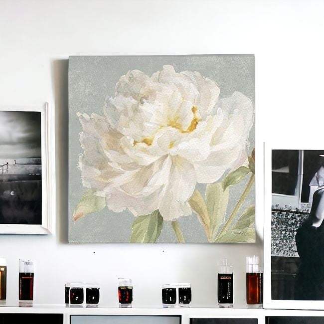 Angelic White Peony Flower Unframed Print Wall Art - Homeroots - Flyclothing LLC