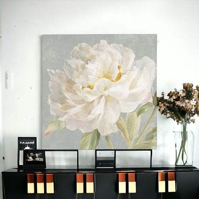 Angelic White Peony Flower Unframed Print Wall Art - Homeroots - Flyclothing LLC