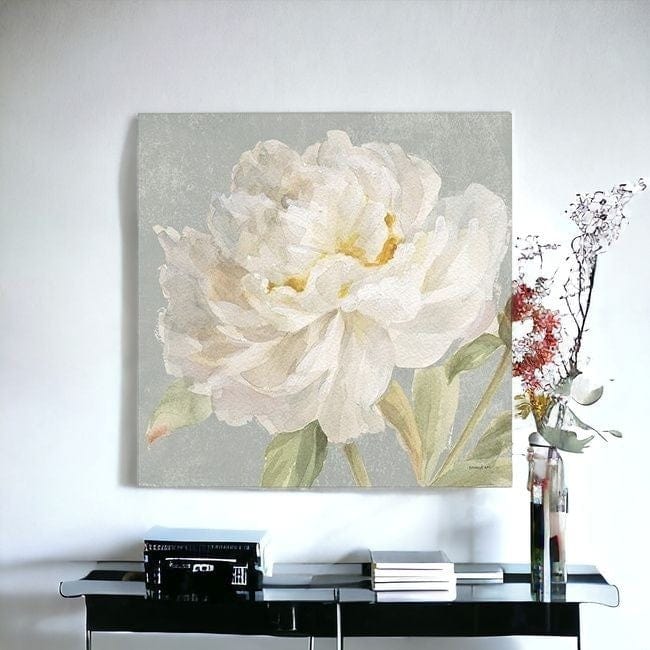 Angelic White Peony Flower Unframed Print Wall Art - Homeroots