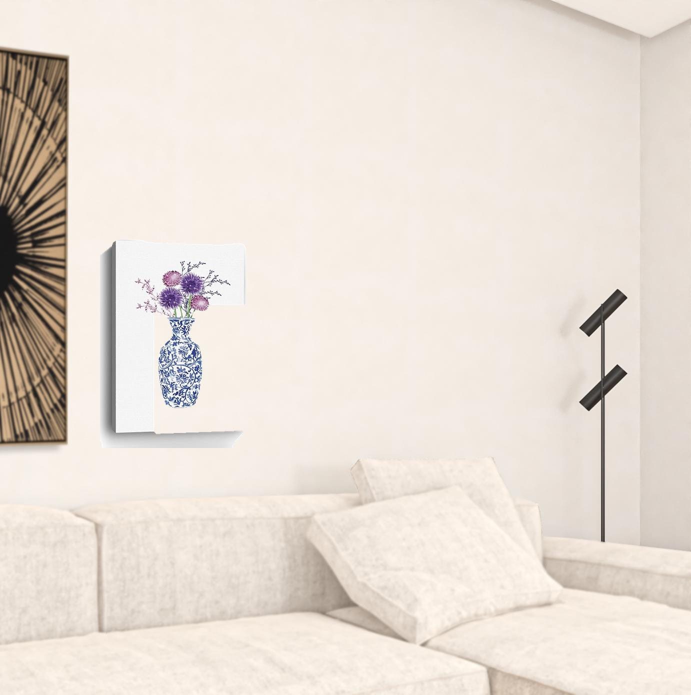 24" x 16" Blue and White Life Floral Vase Canvas Wall Art - Homeroots - Flyclothing LLC