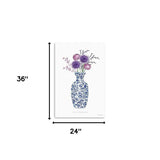36" x 24" Blue and White Life Floral Vase Canvas Wall Art - Homeroots - Flyclothing LLC