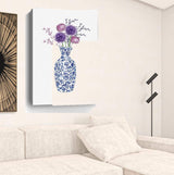 48" x 32" Blue and White Life Floral Vase Canvas Wall Art - Homeroots - Flyclothing LLC