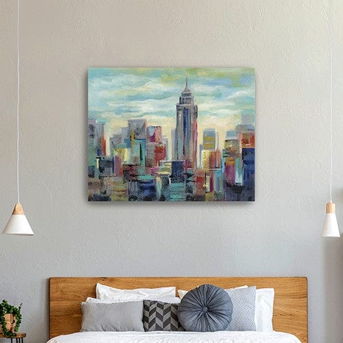 20" x 16" Vibrant NYC Skyline Canvas Wall Art - Homeroots - Flyclothing LLC