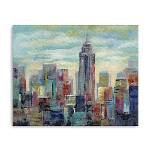 30" x 24" Vibrant NYC Skyline Canvas Wall Art - Homeroots