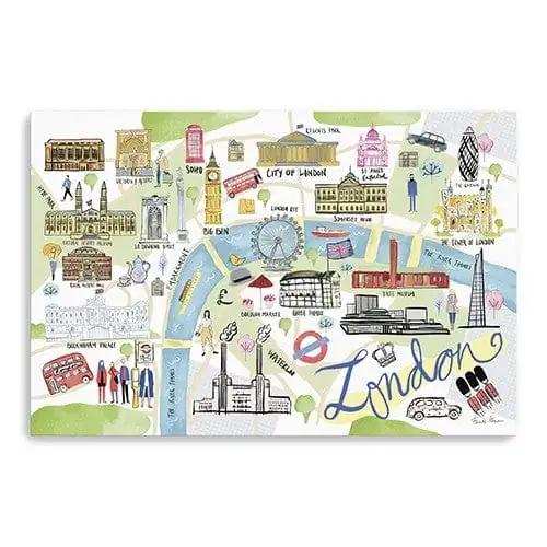 Fun Illustrated London Map Unframed Print Wall Art - Homeroots - Flyclothing LLC