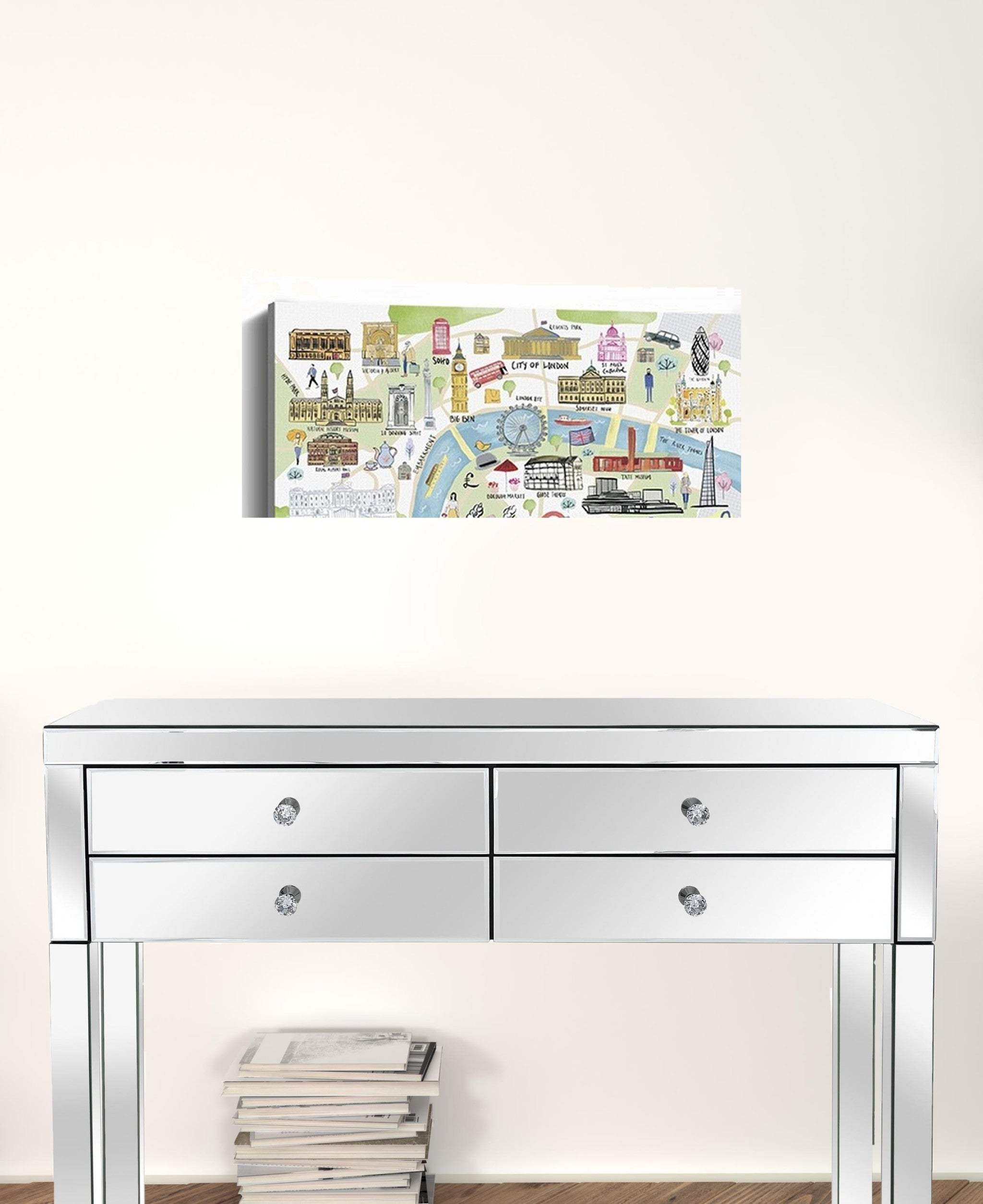 Fun Illustrated London Map Unframed Print Wall Art - Homeroots - Flyclothing LLC