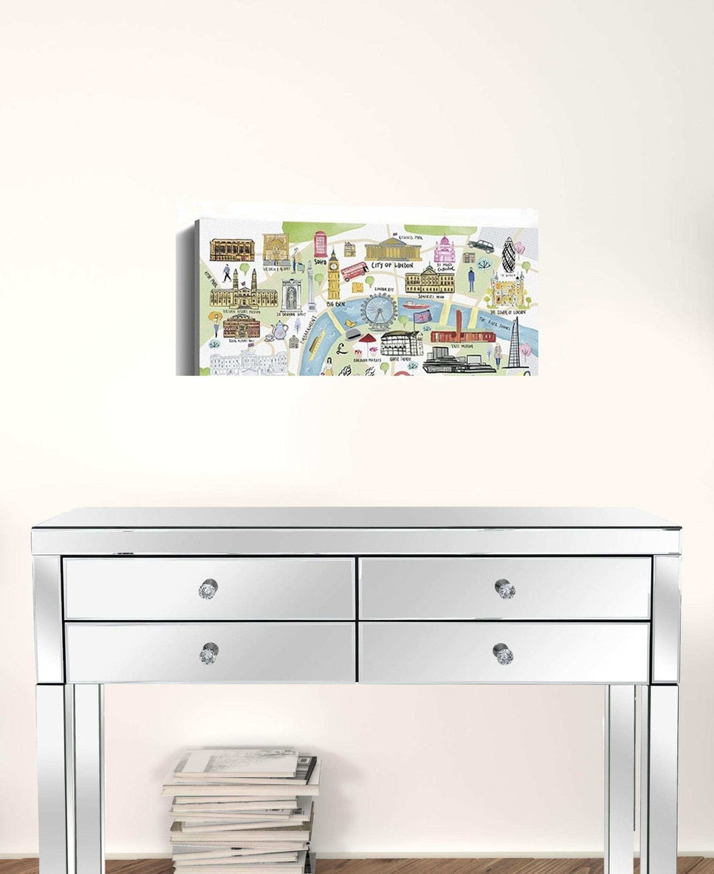 Fun Illustrated London Map Unframed Print Wall Art - Homeroots - Flyclothing LLC