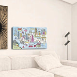 Fun Illustrated Nyc Map Unframed Print Wall Art - Homeroots - Flyclothing LLC