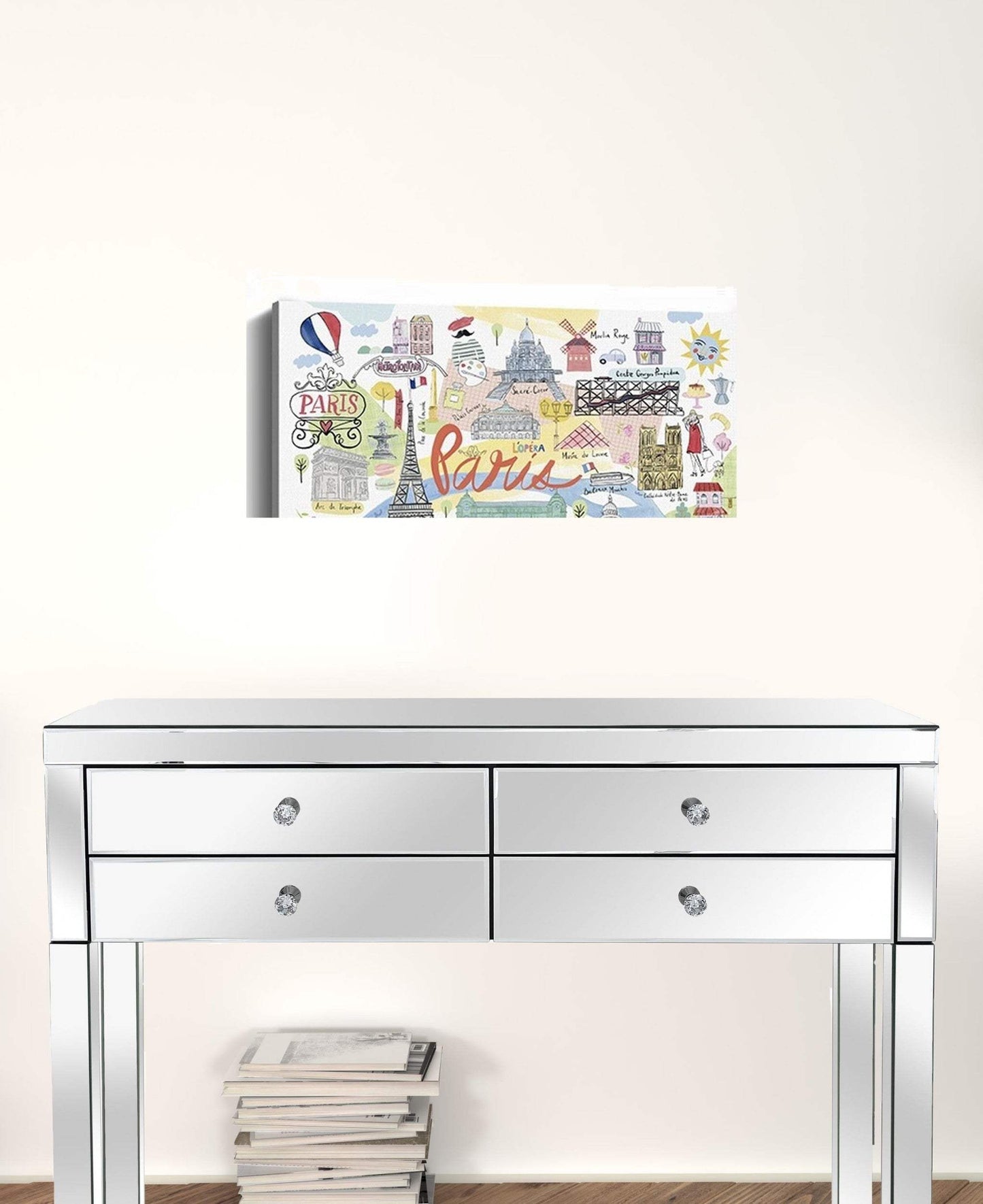 Fun Illustrated Paris Map Unframed Print Wall Art - Homeroots - Flyclothing LLC