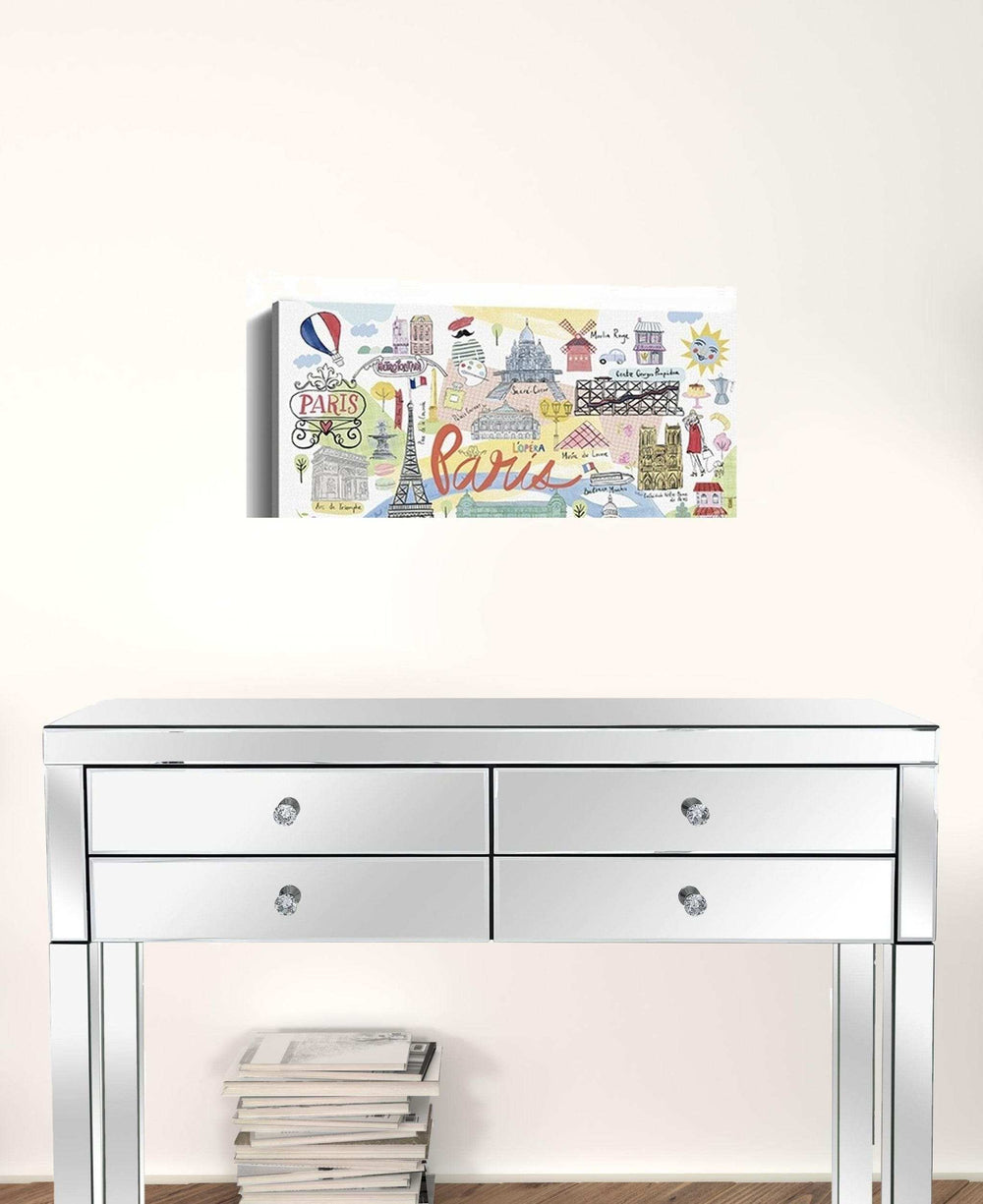 Fun Illustrated Paris Map Unframed Print Wall Art - Homeroots - Flyclothing LLC