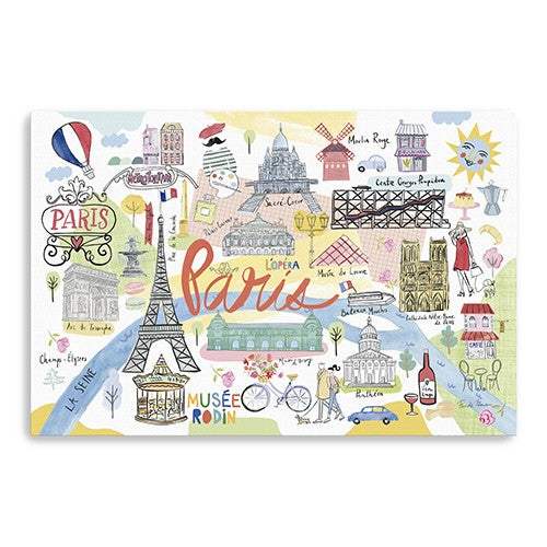 Fun Illustrated Paris Map Unframed Print Wall Art - Homeroots - Flyclothing LLC