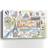 Fun Illustrated Paris Map Unframed Print Wall Art - Homeroots - Flyclothing LLC