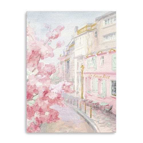 Pretty Pastel Pink Paris Street Unframed Print Wall Art - Homeroots - Flyclothing LLC