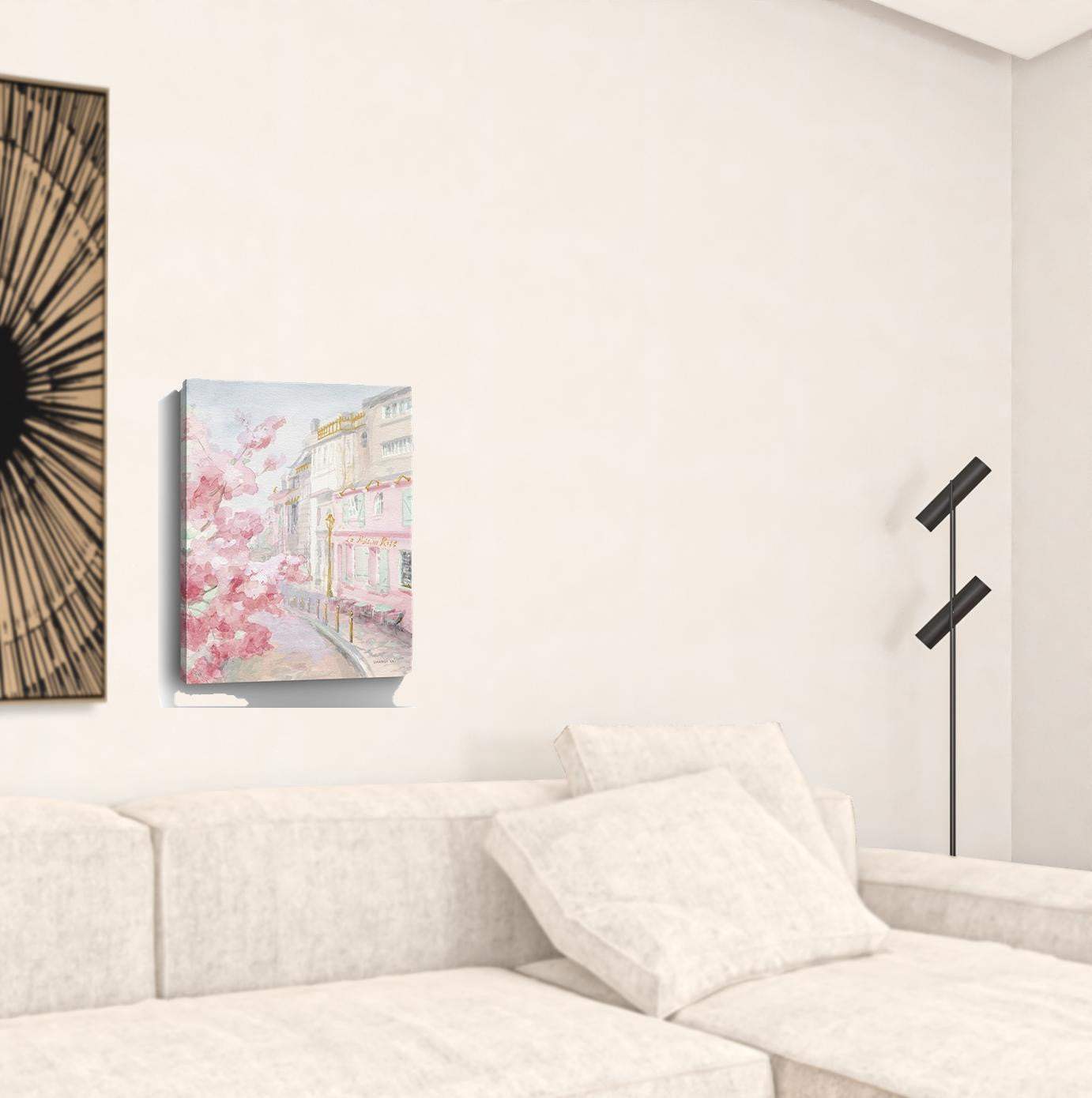 Pretty Pastel Pink Paris Street Unframed Print Wall Art - Homeroots - Flyclothing LLC