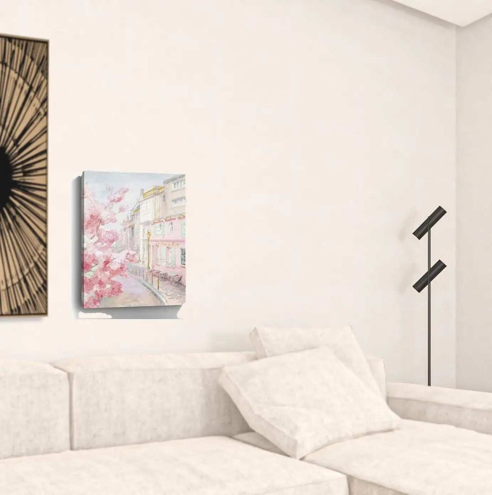 Pretty Pastel Pink Paris Street Unframed Print Wall Art - Homeroots - Flyclothing LLC