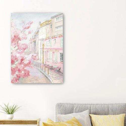 Pretty Pastel Pink Paris Street Unframed Print Wall Art - Homeroots - Flyclothing LLC