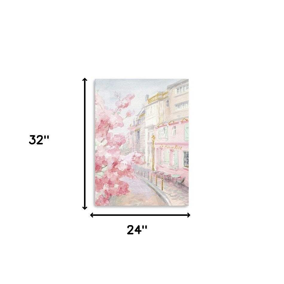 Pretty Pastel Pink Paris Street Unframed Print Wall Art - Homeroots - Flyclothing LLC