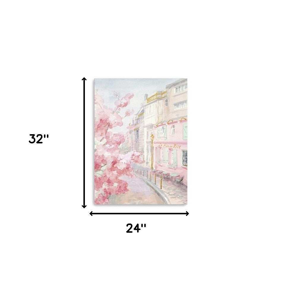 Pretty Pastel Pink Paris Street Unframed Print Wall Art - Homeroots - Flyclothing LLC