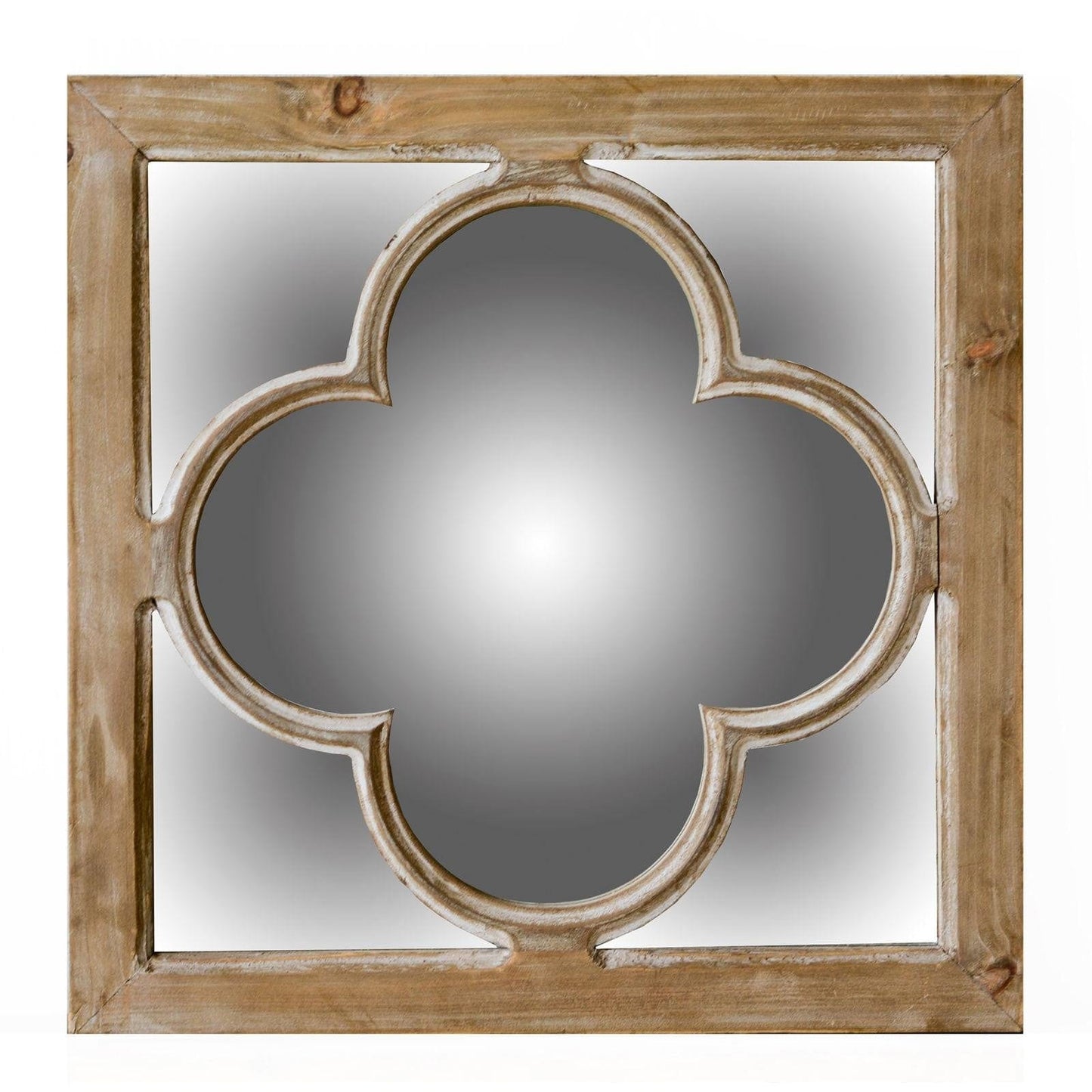 10" Natural Brown With Whitewash Square Wall Mounted Accent Mirror - Homeroots - Flyclothing LLC