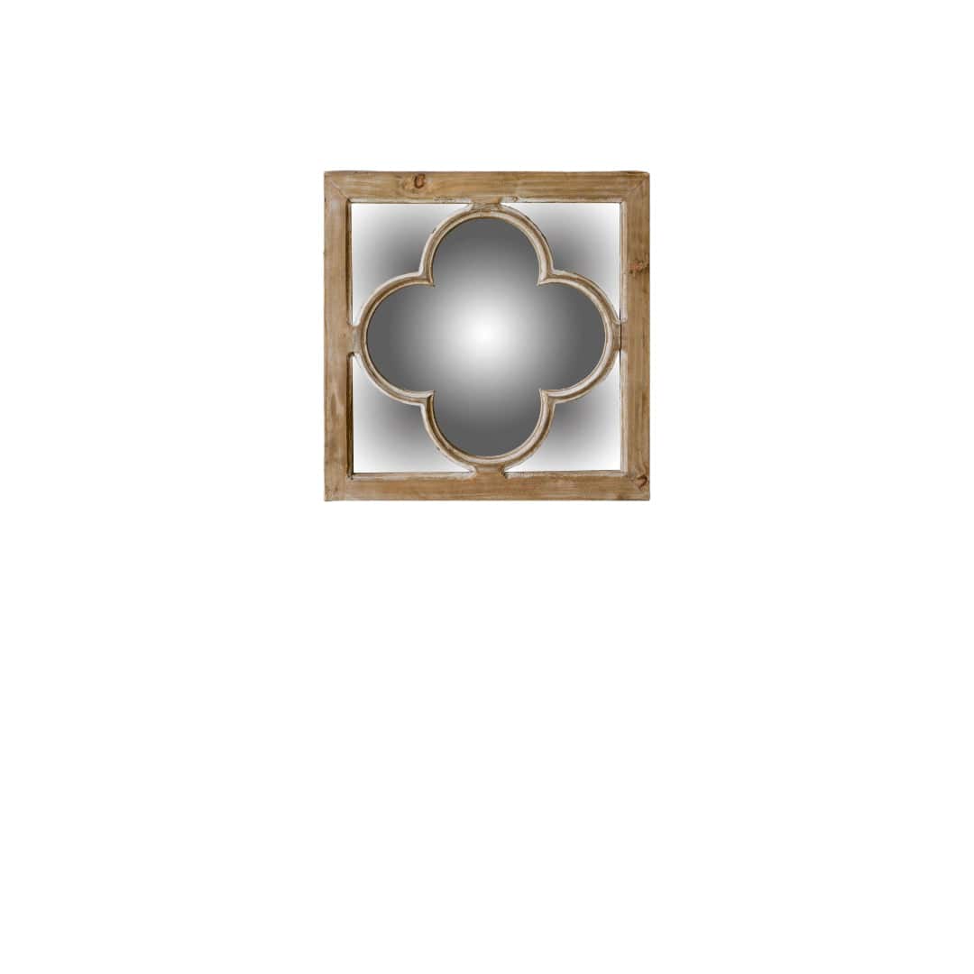 10" Natural Brown With Whitewash Square Wall Mounted Accent Mirror - Homeroots - Flyclothing LLC