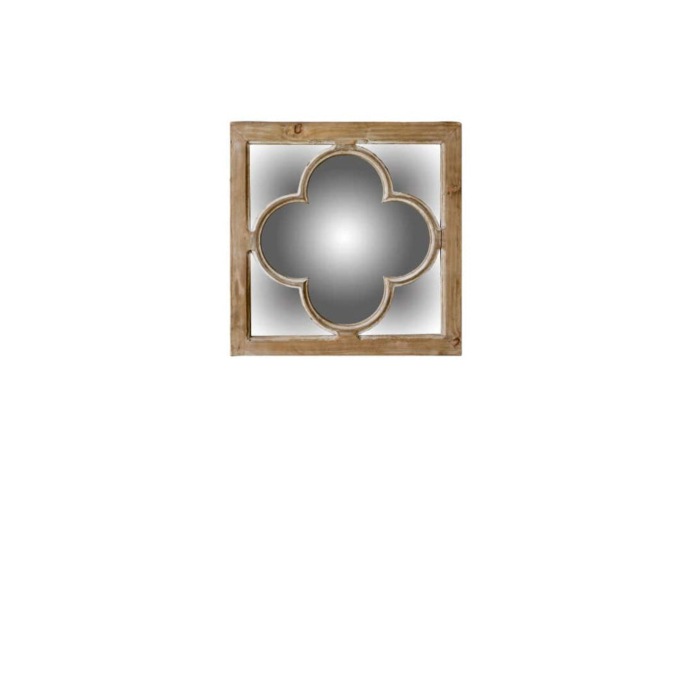 10" Natural Brown With Whitewash Square Wall Mounted Accent Mirror - Homeroots - Flyclothing LLC