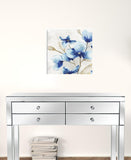 20" x 20" Watercolor Shades of Blue Floral Canvas Wall Art - Homeroots