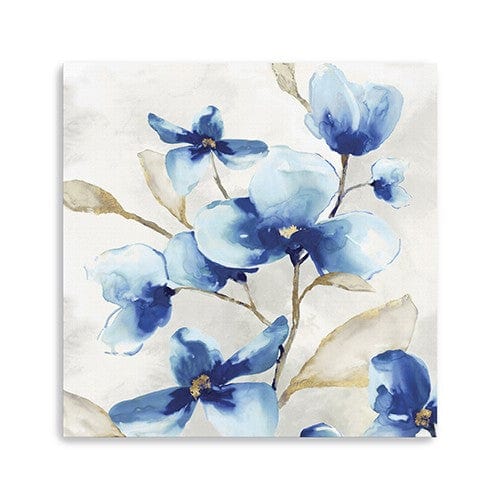30" x 30" Watercolor Shades of Blue Floral Canvas Wall Art - Homeroots - Flyclothing LLC