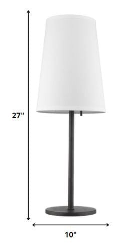 27" Black Metal Table Lamp With White Cone Shade - Homeroots - Flyclothing LLC