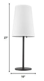 27" Black Metal Table Lamp With White Cone Shade - Homeroots - Flyclothing LLC