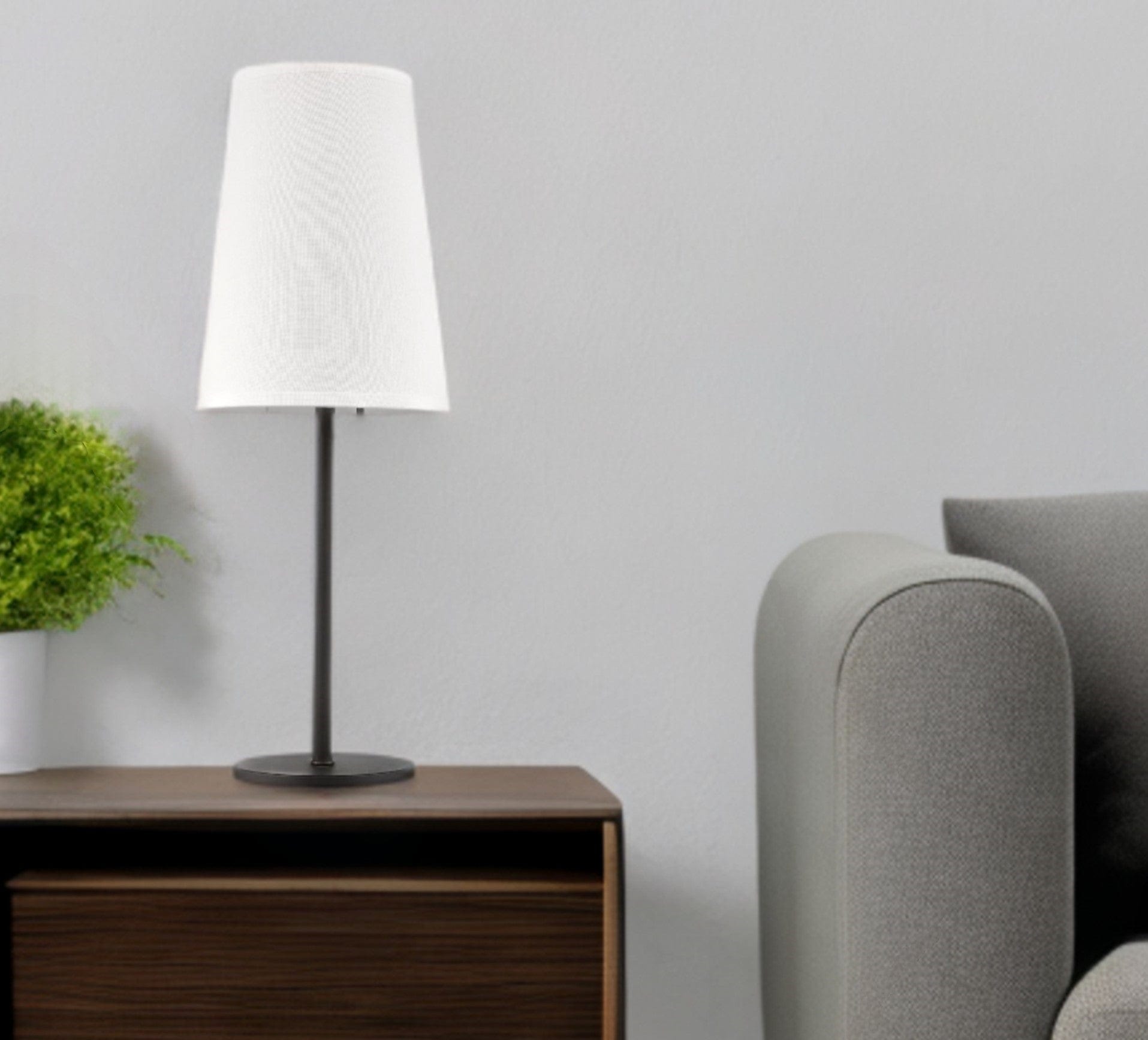27" Black Metal Table Lamp With White Cone Shade - Homeroots - Flyclothing LLC
