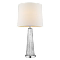 29" Clear Glass Buffet Lamp With Off White Empire Shade