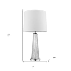 29" Clear Glass Buffet Lamp With Off White Empire Shade