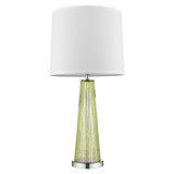 29" Green Glass Buffet Lamp With Off White Empire Shade - Homeroots