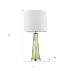 29" Green Glass Buffet Lamp With Off White Empire Shade - Homeroots