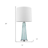 29" Aqua Glass Buffet Lamp With Off White Empire Shade - Homeroots - Flyclothing LLC
