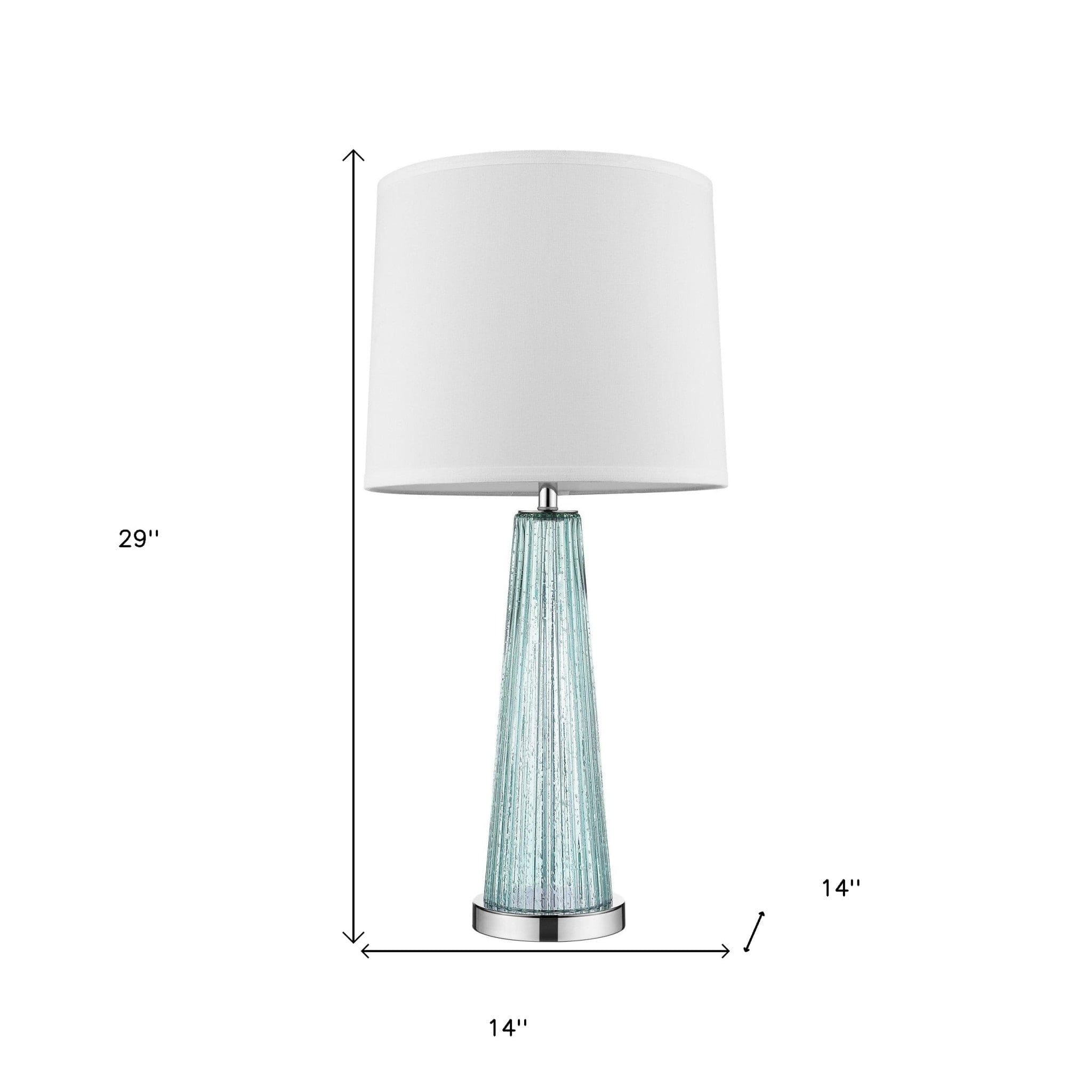 29" Aqua Glass Buffet Lamp With Off White Empire Shade - Homeroots - Flyclothing LLC
