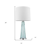 29" Aqua Glass Buffet Lamp With Off White Empire Shade - Homeroots