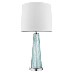 29" Aqua Glass Buffet Lamp With Off White Empire Shade